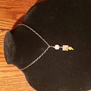 Silpada Oxidized SS Necklace with Mother Of Pearl & Tiger Eye Beads